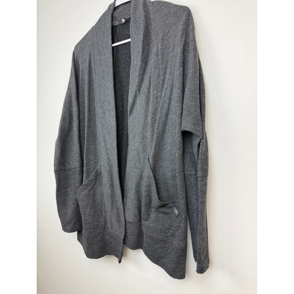 Prana Gray Open Front Cardigan Sweater Pockets Relaxed Fit Womens Small - Picture 2 of 4